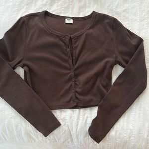 Aritzia Sunday Best brown cropped cardigan